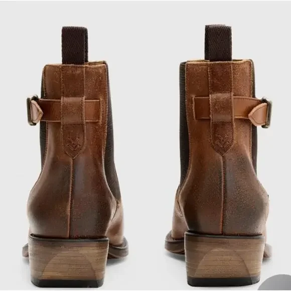 NWOT: John Varvatos Walker Buckle Chelsea Boot Size 9.5 in LT Brown - Picture 4 of 10